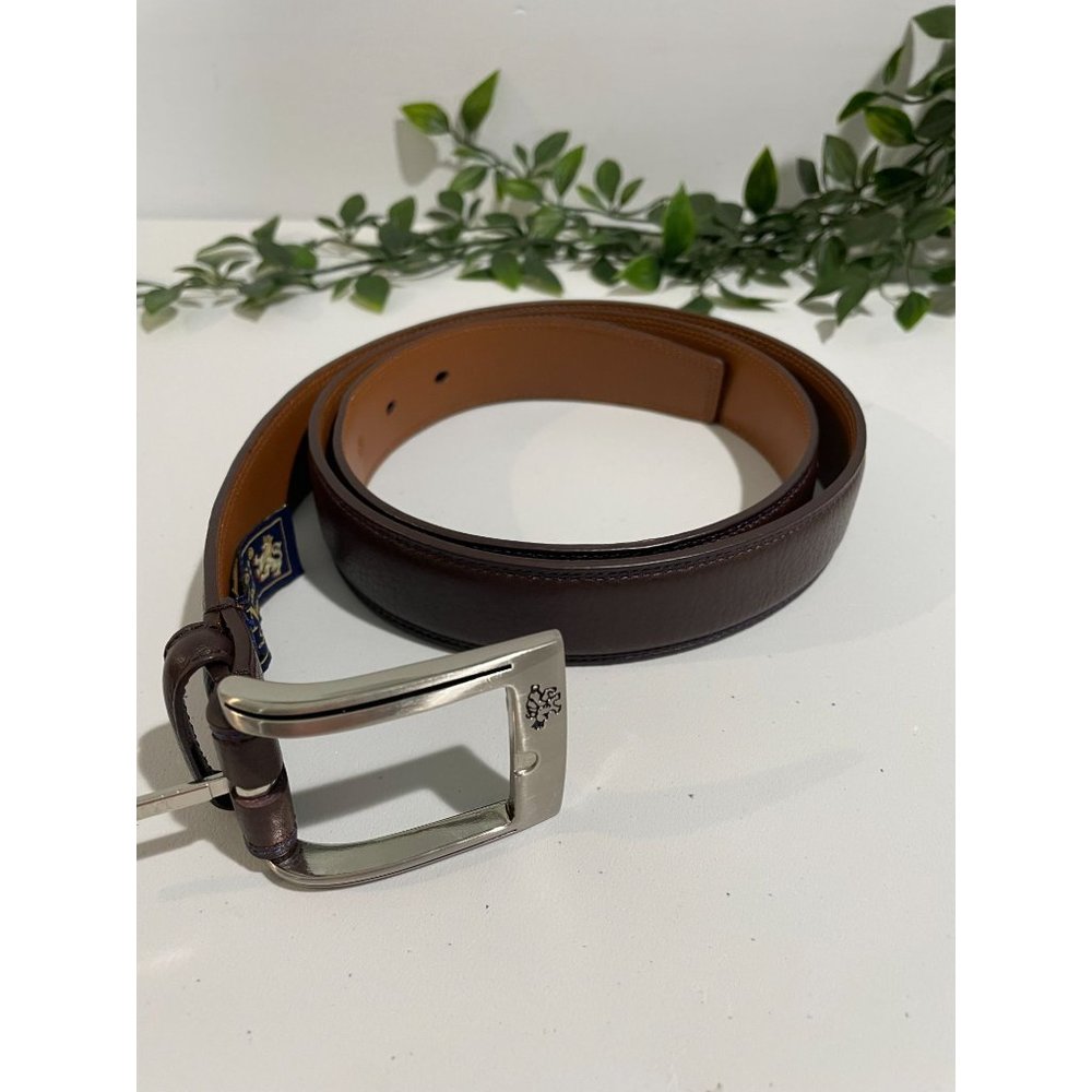 Nat Nast Mens Brown Leather Belt With Silver Buckle
